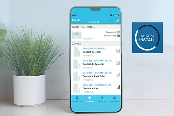 Advanced alarm apps, like AlarmInstall from Johnson Controls, allow technicians to efficiently install and remotely monitor, manage, and control security systems. 