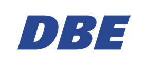 DBE written on a white background