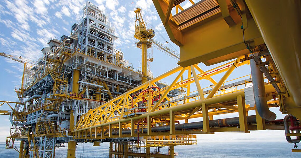 Close-up on an oil rig during daytime