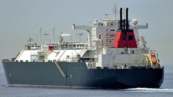 Cruise ship with horizon view