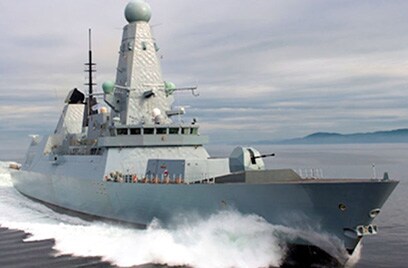 Battleship charging across the sea