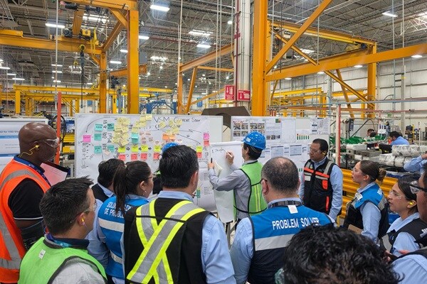 Employees working in factory