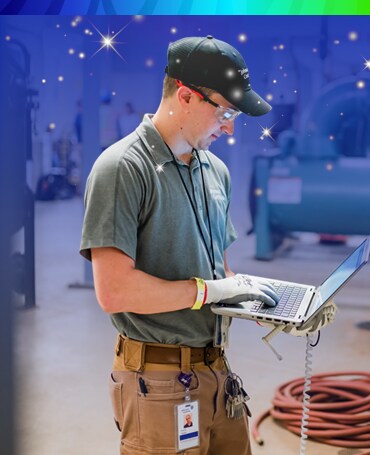 Person looking into laptop