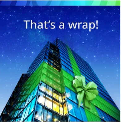 Building wrapped as gift