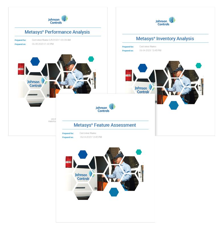The cover pages of Metasys sample reports