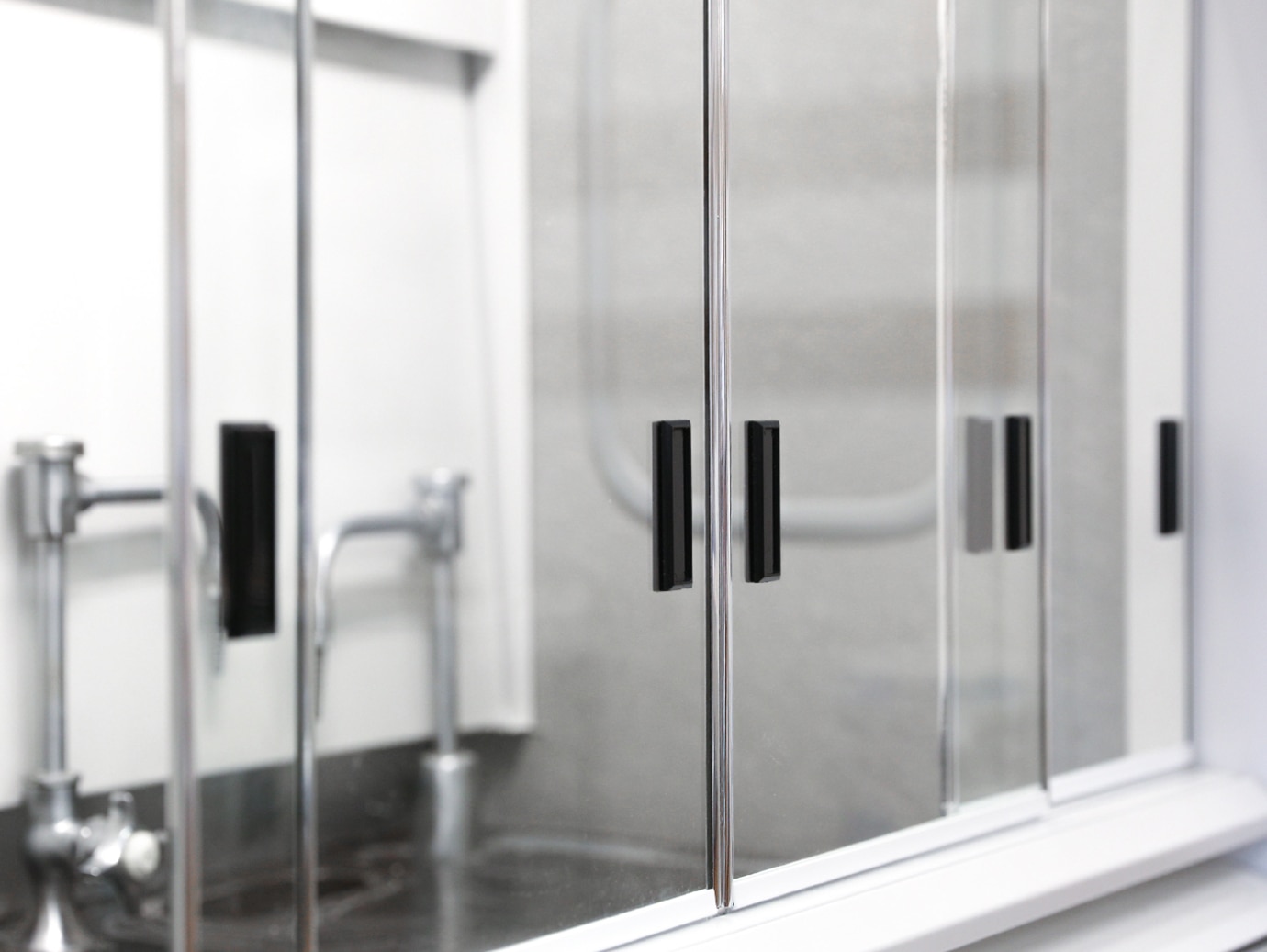 Glass cabinet doors in a lab