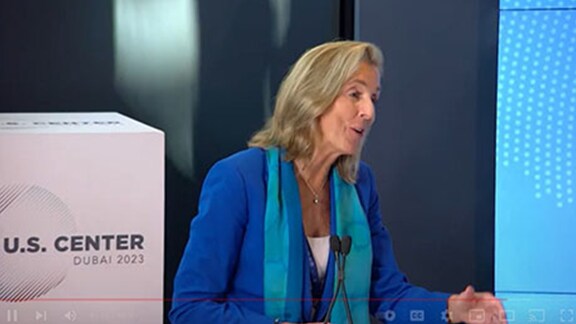 Katie McGinty speaking at the unveiling of the “U.S. Innovation: Pathways toward Net Zero” interactive