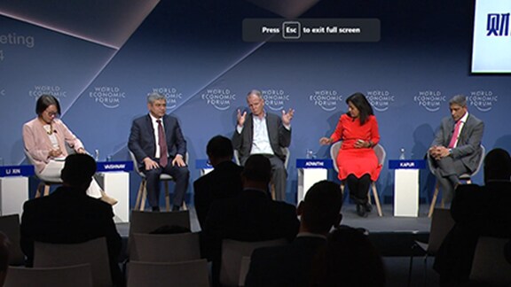 Panellists at the World Economic Forum’s (WEF) annual meeting in Davos, Switzerland