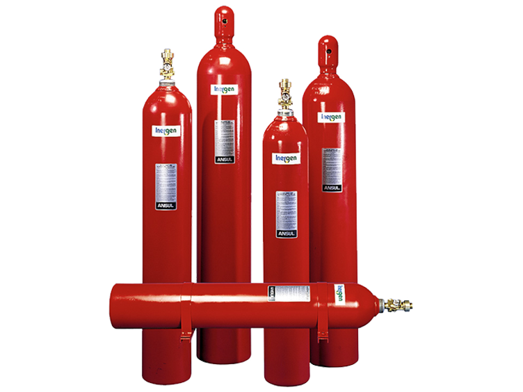 Multiple ANSUL INERGEN 150 and 200 Bar Systems