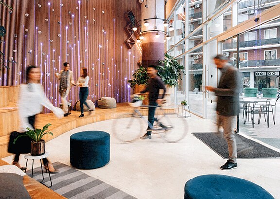 Interior of a busy office lobby