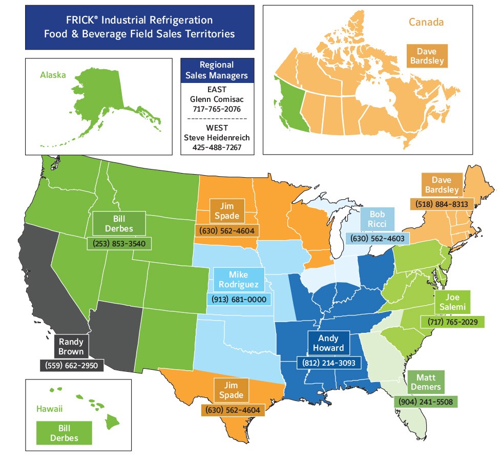 FRICK Industrial Refrigeration Sales Territories Map | Johnson Controls