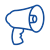 Blue line-illustration of a loudspeaker