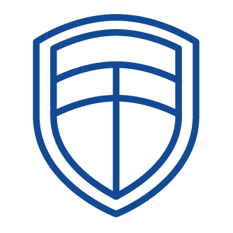 Blue line-illustration of a shield