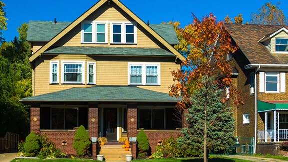 suburban neighborhood with houses