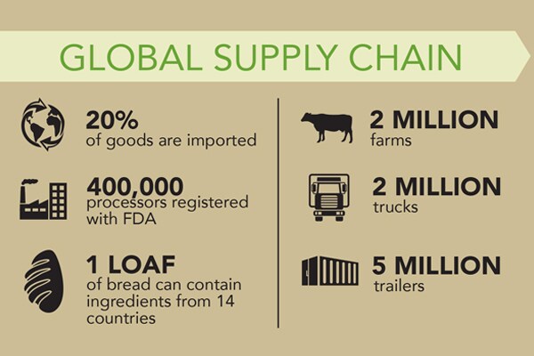 Infographic listing out statistics relating to the food industry's Global Supply Chain