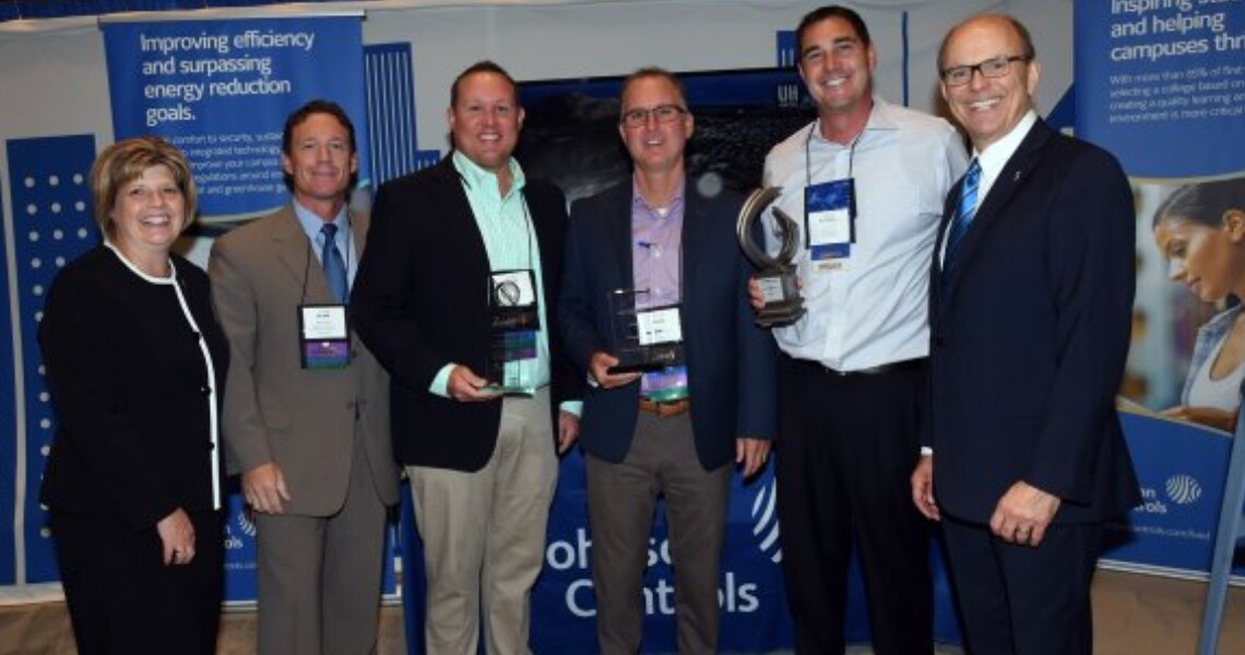 Johnson Controls higher education team posing with awards at the 2019 APPA Annual Conference & Exhibition