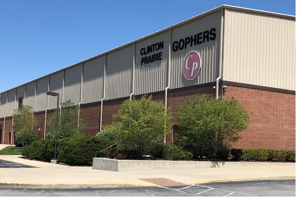 Exterior of the Clinton Prairie school building