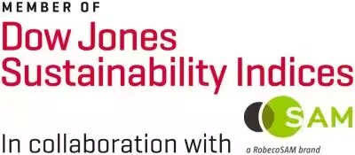 Seal depicting membership in the Dow Jones Sustainability Indices