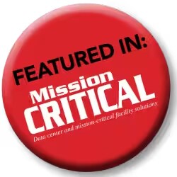 A circular red badge with the words 'Featured in: Mission Critical'