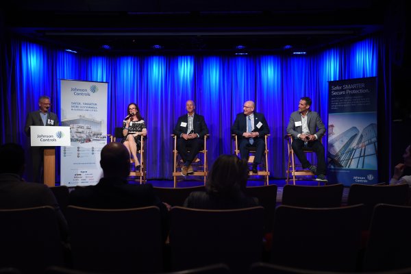 Panelists discussing SMART buildings at a discussion at the GRAMMY Museum, LA