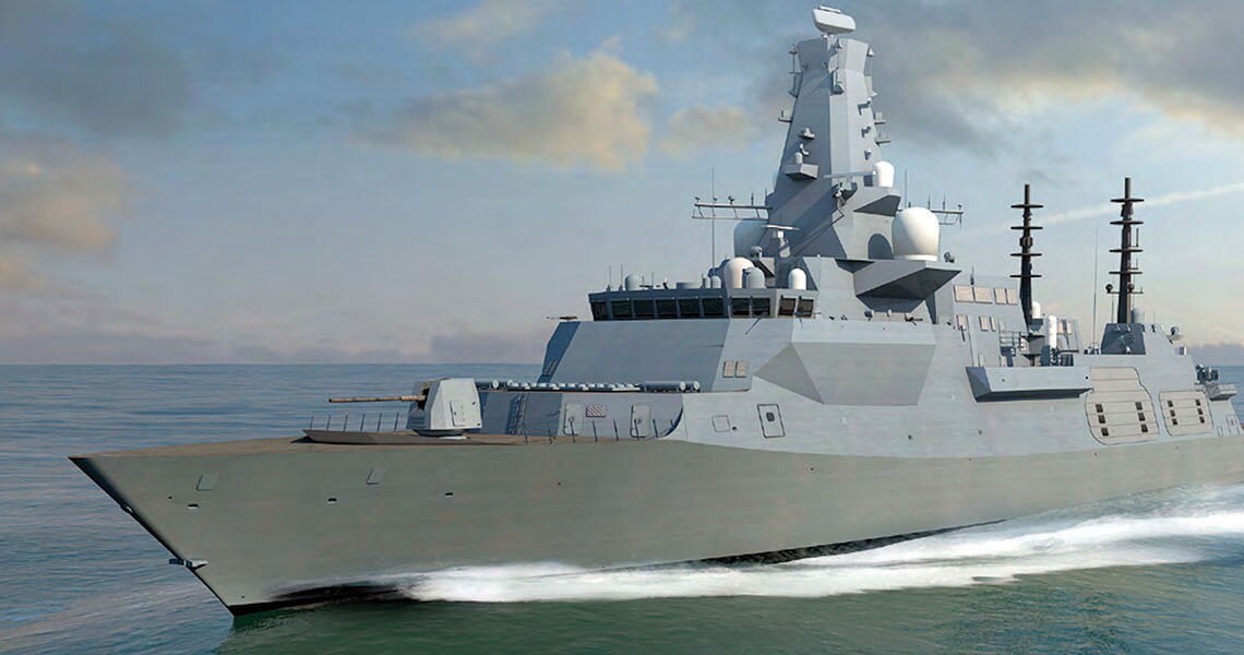 A naval ship sailing at sea