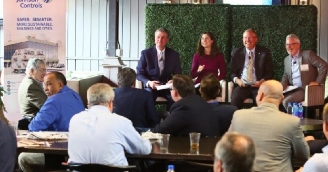Executives from Johnson Controls,The Albanese Organization and Empire State Reality Trust at a panel event