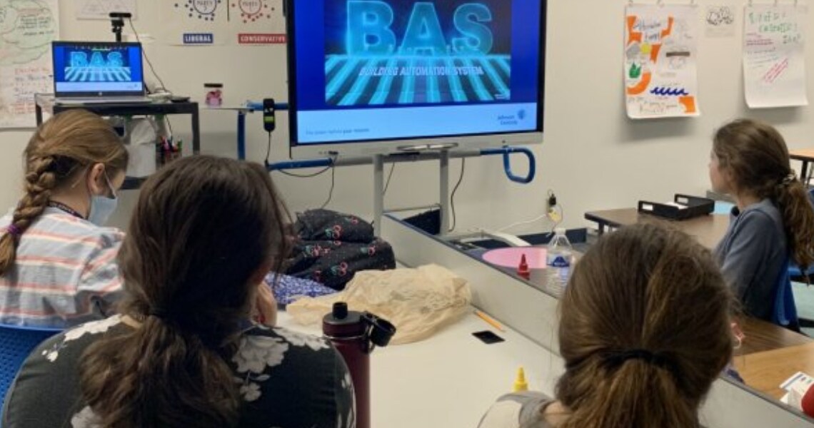 Students learning about building automation systems
