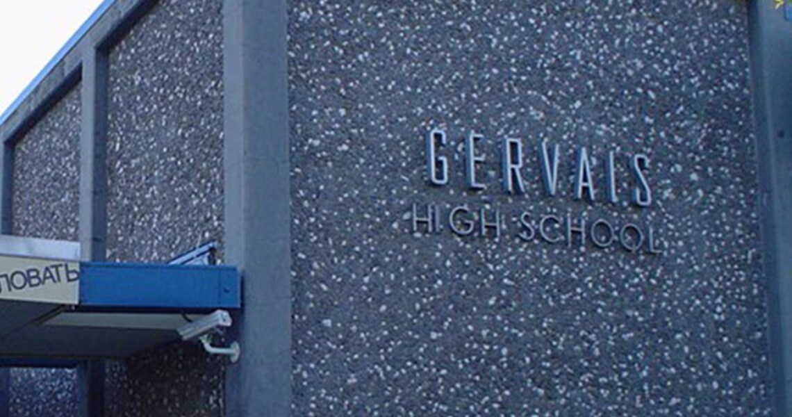 Exterior of Gervais High School in Gervais, Oregon