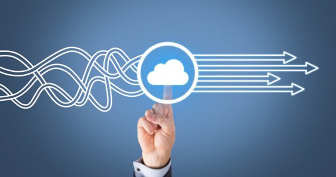 Hand tapping a cloud icon