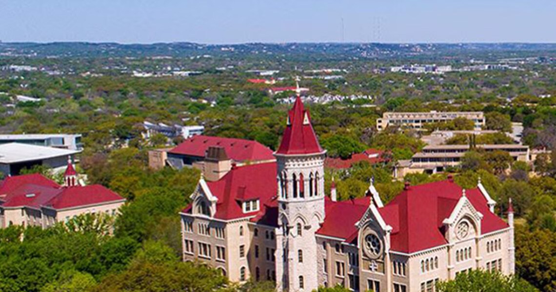 Bird's eye view of the St. Edward’s University in Austin, Texas