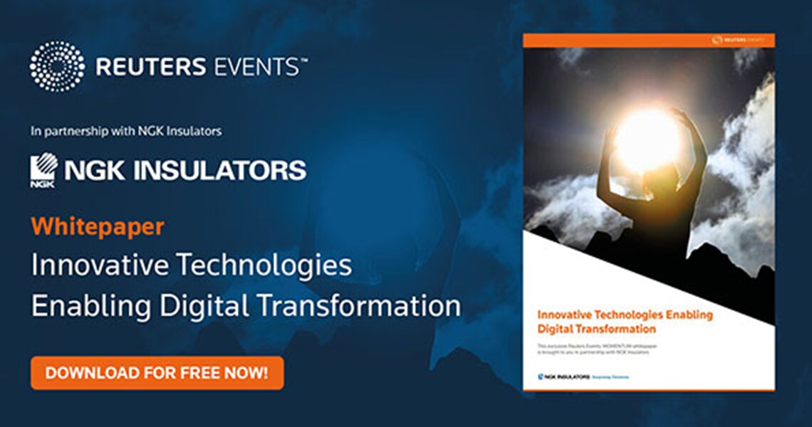 Poster for the Reuters Events NGK Insulators whitepaper on Innovative Technologies Enabling Digital Transformation