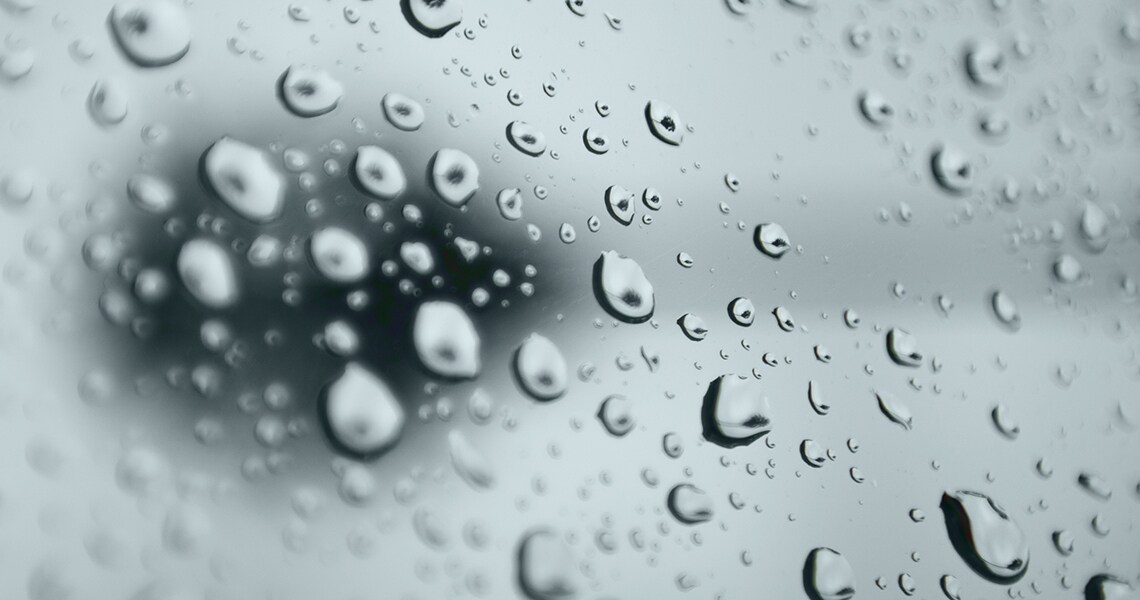 Close-up of water droplets on a glass surface 