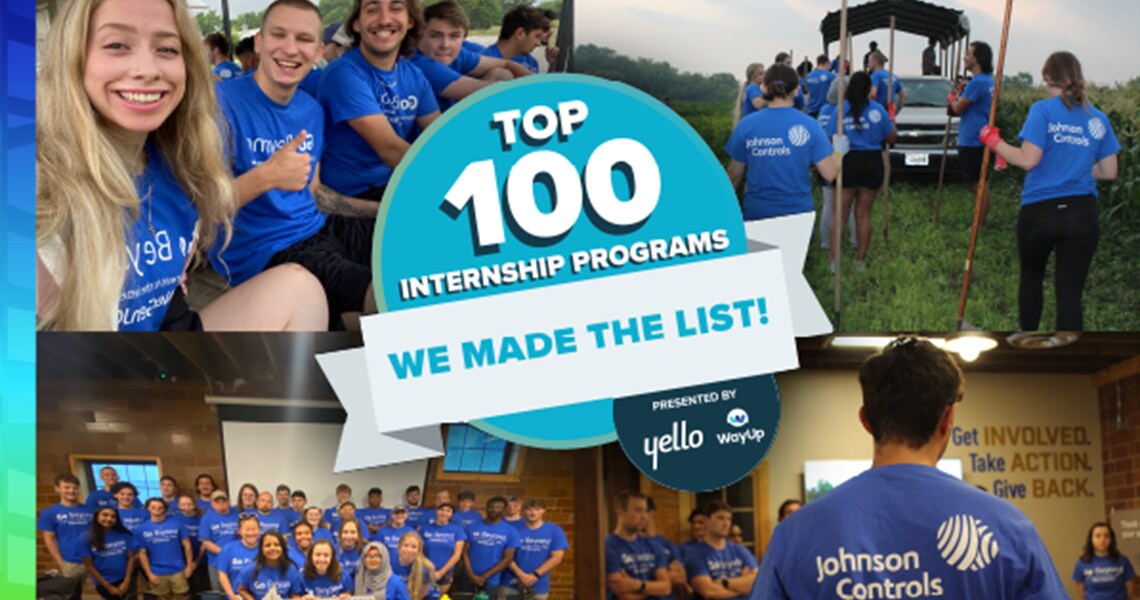 Banner of Johnson Controls making it to the Top 100 North American Internship Programs List for 2023
