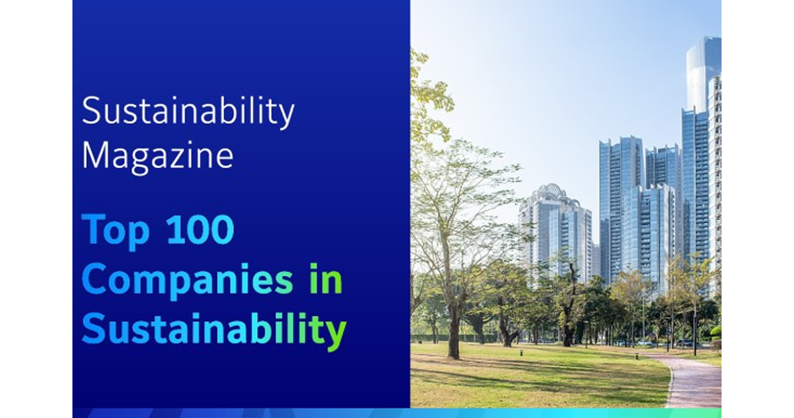 Banner of Top 100 Companies in 2023 by Sustainability Magazine