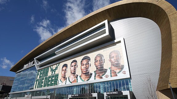 Exterior of the Fiserv Forum