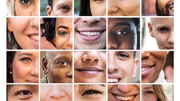 Collage of the faces of a diverse group of people signifying diversity and inclusion