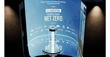 Podium of the American Innovation Showcase at U.S. Center at COP29