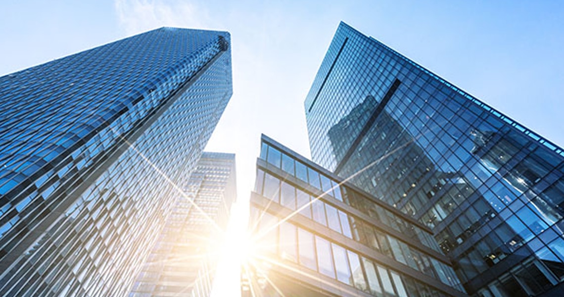 Low-angle view of high-rise buildings