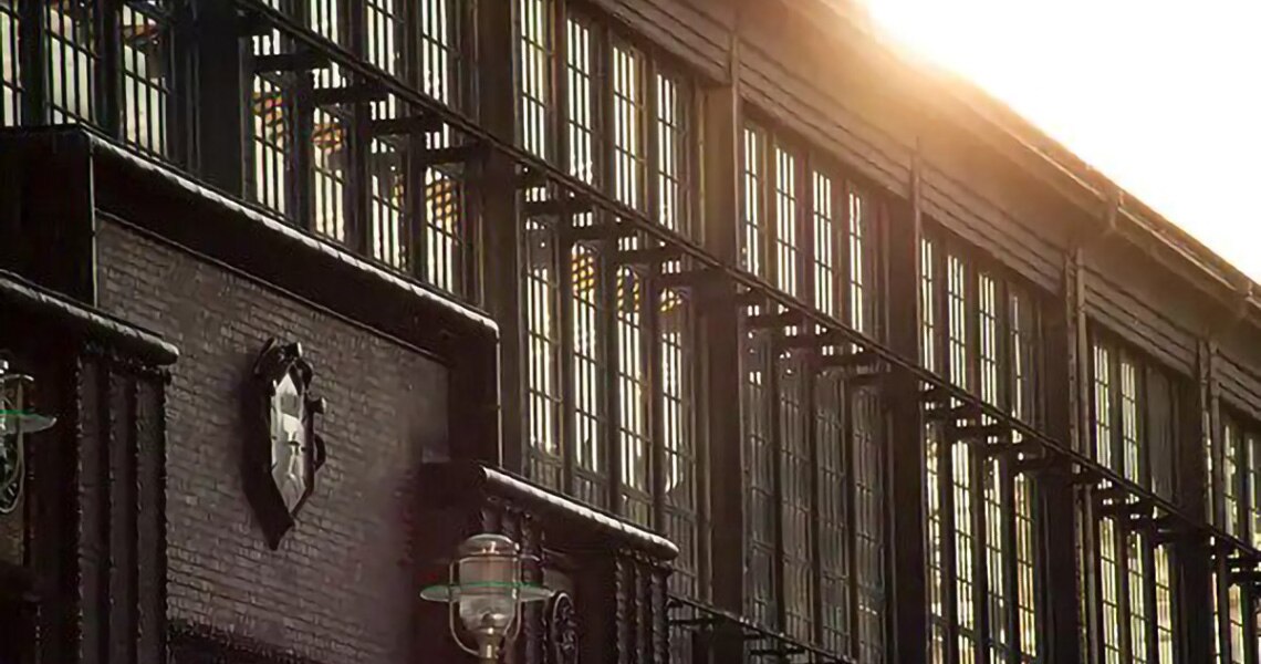 Exterior of a corporate building built in a vintage style