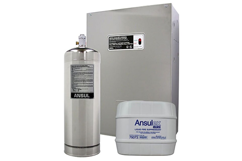 A collection of ANSUL R-102 Restaurant Fire Suppression System units