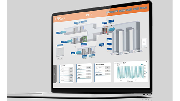 An open laptop displaying the Facility Explorer application