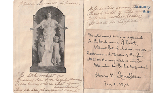 Diary entry of Warren S Johnson, with a poem by H W Longfellow in it