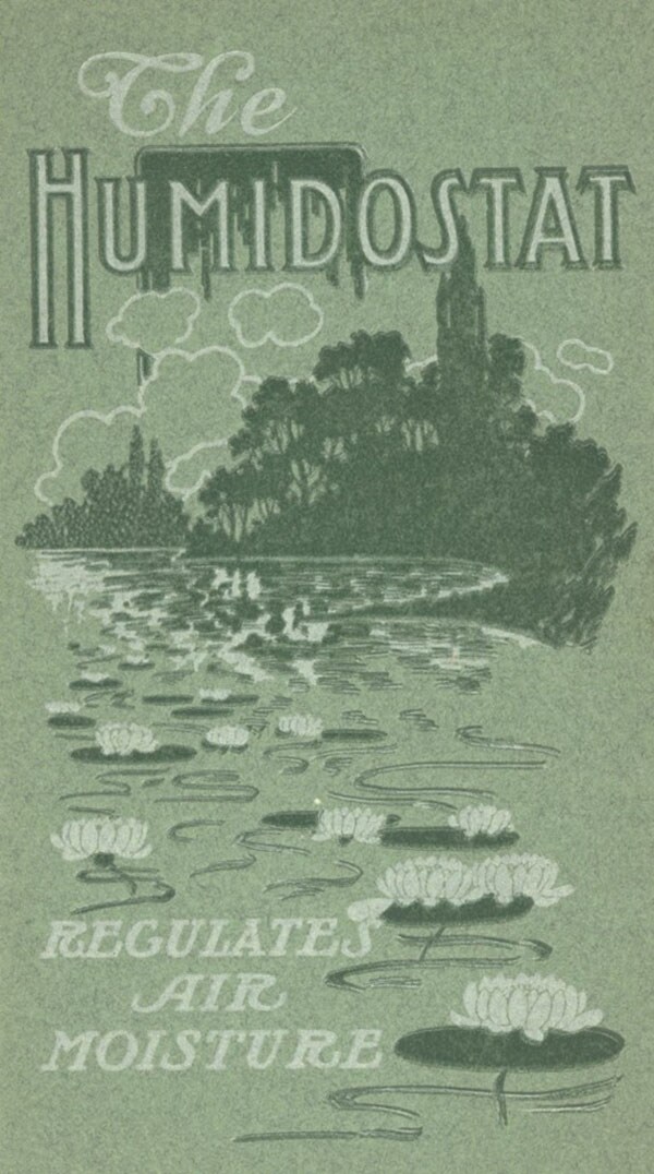 The front cover of a Johnson catalog describing the new "humidostat"