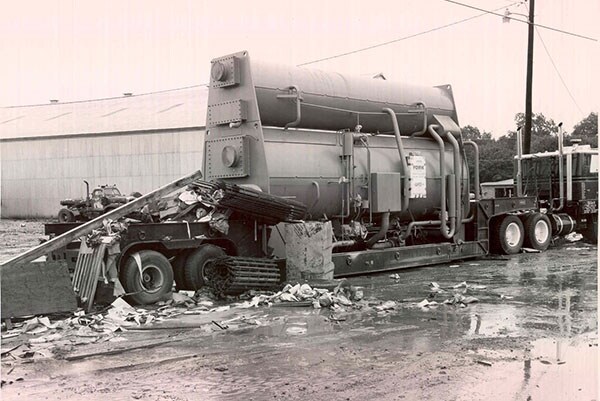 Some of the debris left at the York plant in the aftermath of Hurricane Agnes, June 23, 1972.
