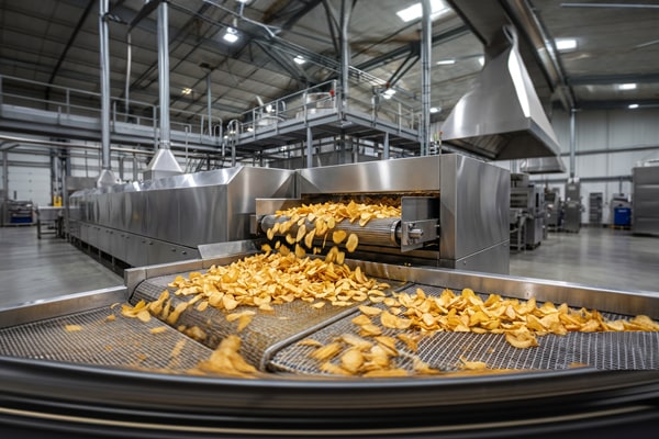 Industrial fryers are designed to operate at sustained high temperatures with large volumes of hot cooking oil.
