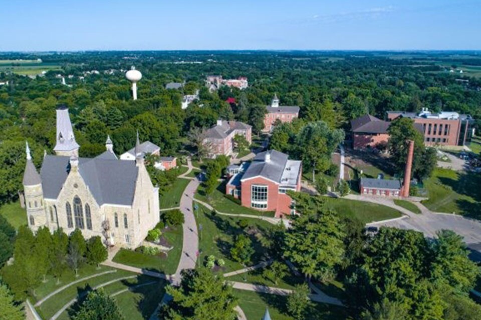 Aerial view of Cornell College infrastructure