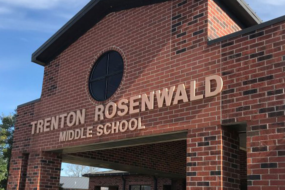 Exterior of Trenton Rosenwald Middle School in Tennessee