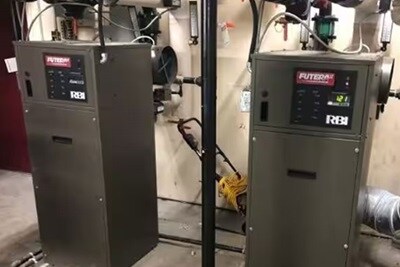 Two boiler systems installed in a building
