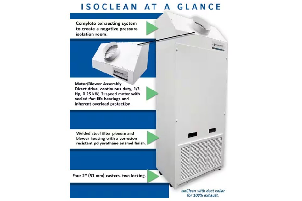 Envirco IsoClean Portable HEPA Filtration System Creates Negative Pressure Isolation Environments Johnson Controls