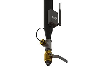 Johnson Controls fire detection monitor attached to a tool